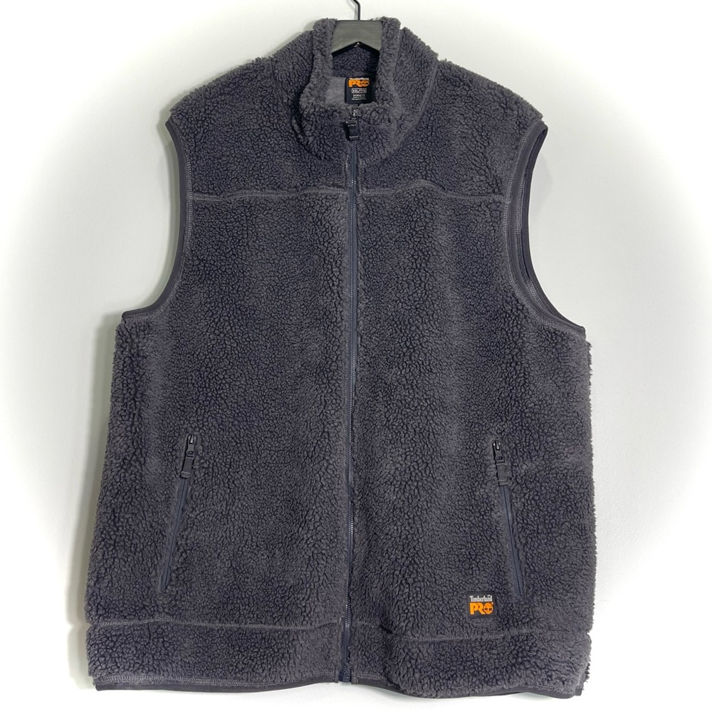 TIMBERLAND PRO Men's Gray Sherpa Fleece Vest Outdoor Zip Pockets Size XXL